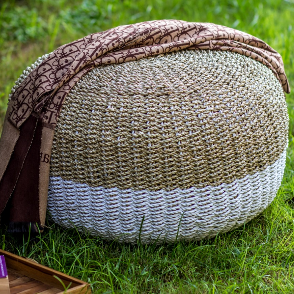 BOBO Intriguing Objects Tulum Stool, Natural/White