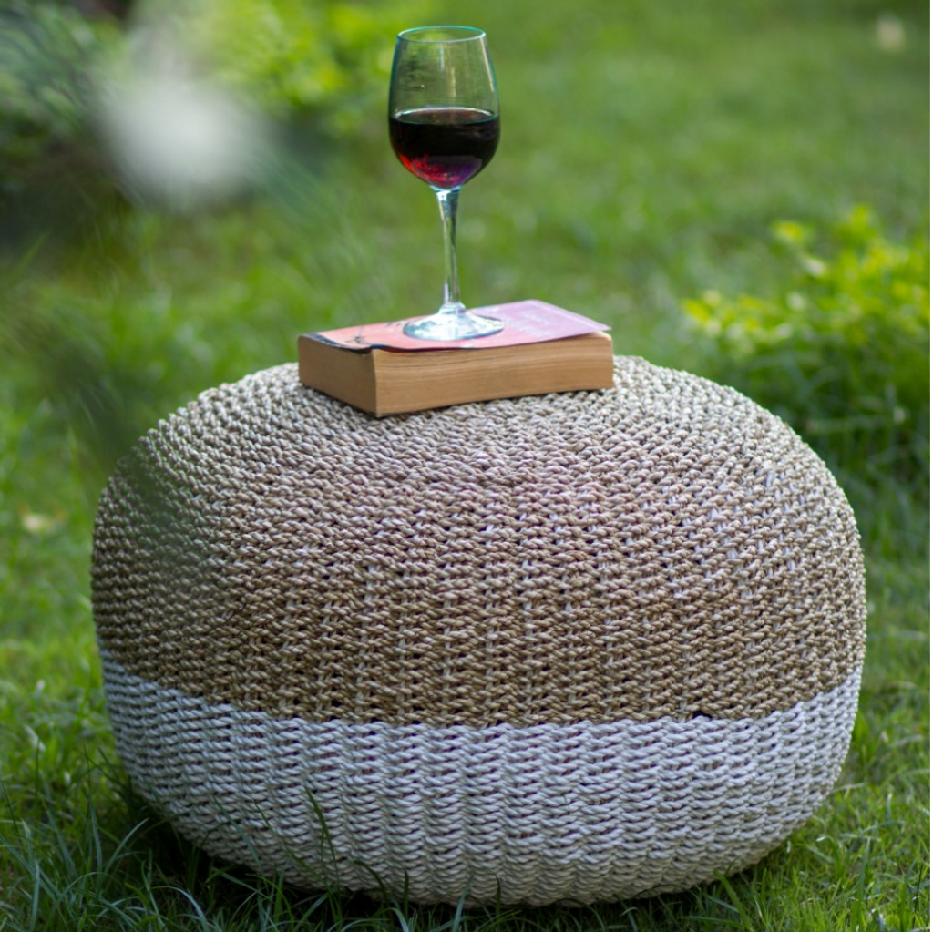 BOBO Intriguing Objects Tulum Stool, Natural/White