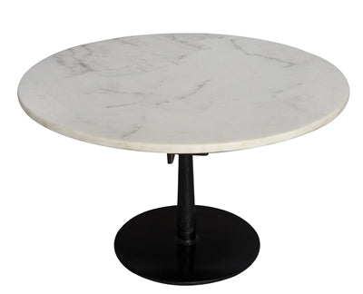 BIDK Home Iron & Marble White Round Coffee Table