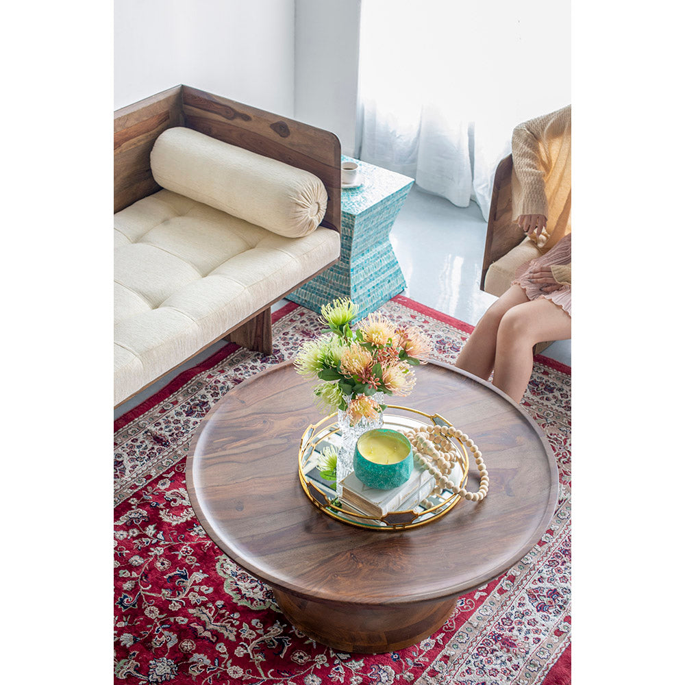 A&B Home Pedestal Round Coffee Table