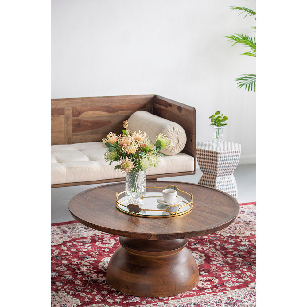 A&B Home Pedestal Round Coffee Table