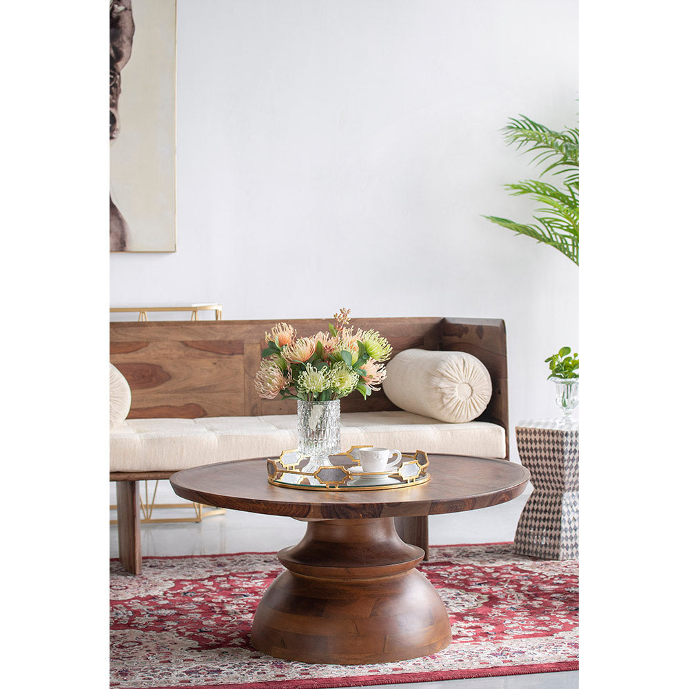 A&B Home Pedestal Round Coffee Table