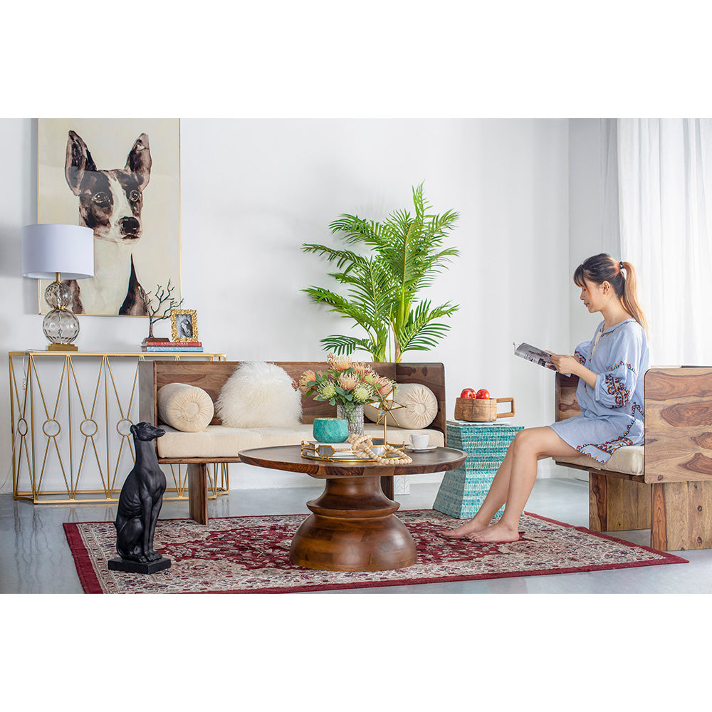 A&B Home Pedestal Round Coffee Table