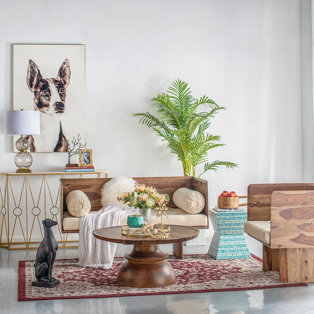 A&B Home Pedestal Round Coffee Table