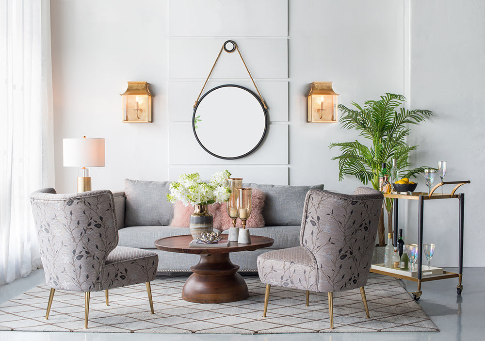 A&B Home Pedestal Round Coffee Table