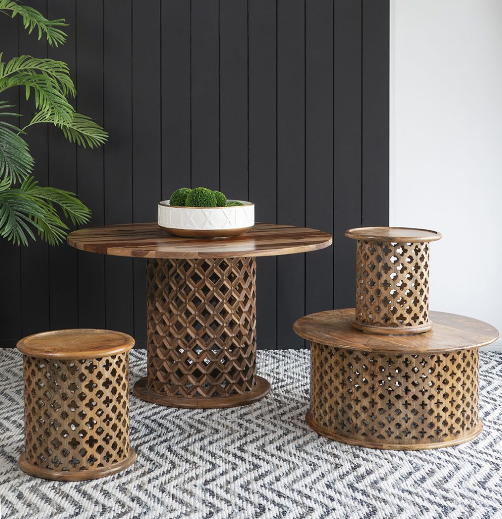 A&B Home Jali Cutting Coffee Table Set