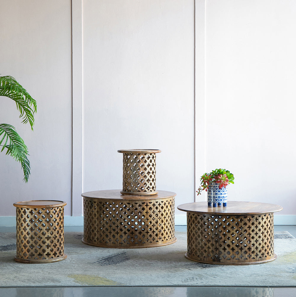 A&B Home Jali Cutting Coffee Table Set