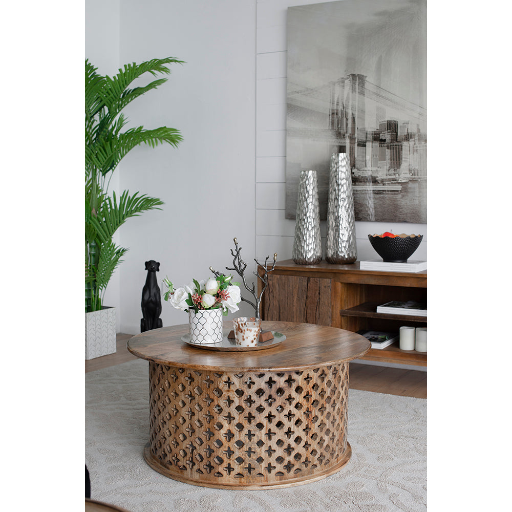 A&B Home Jali Cutting Coffee Table Set