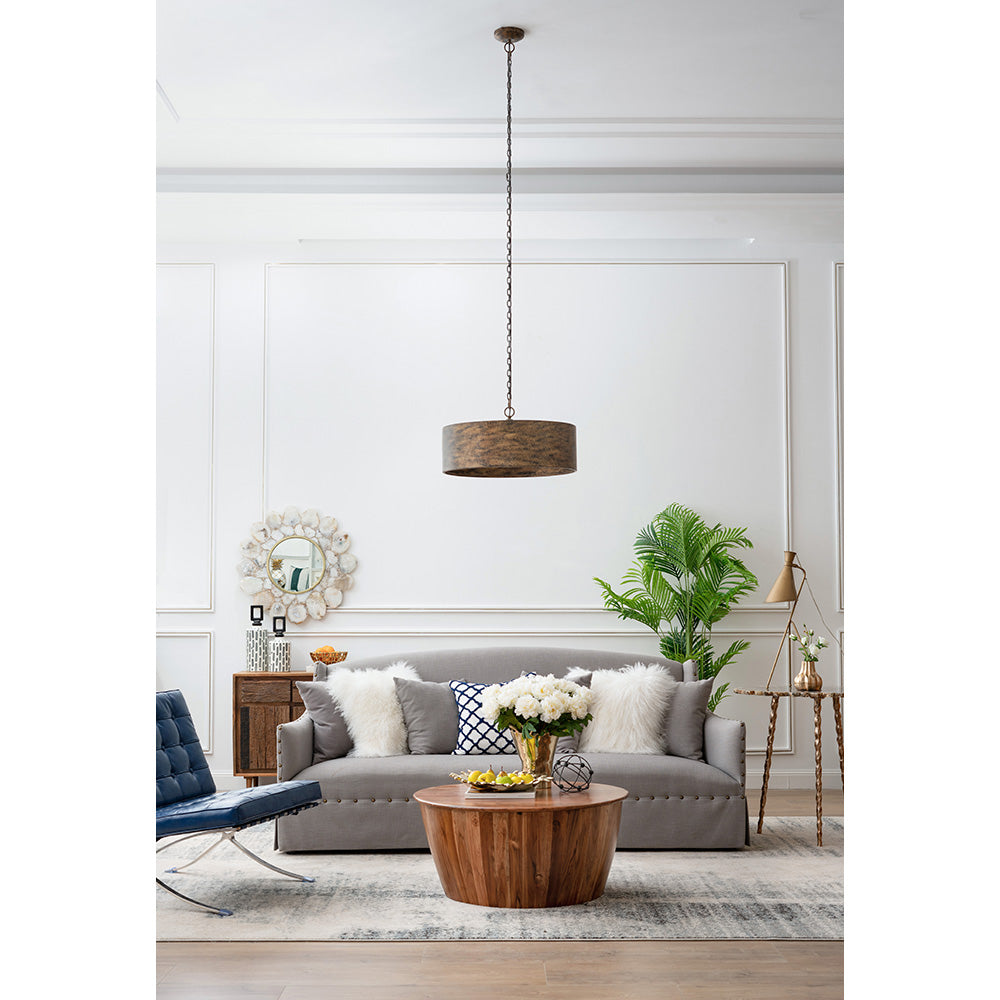 A&B Home Drum Coffee Table With Tray Style Top