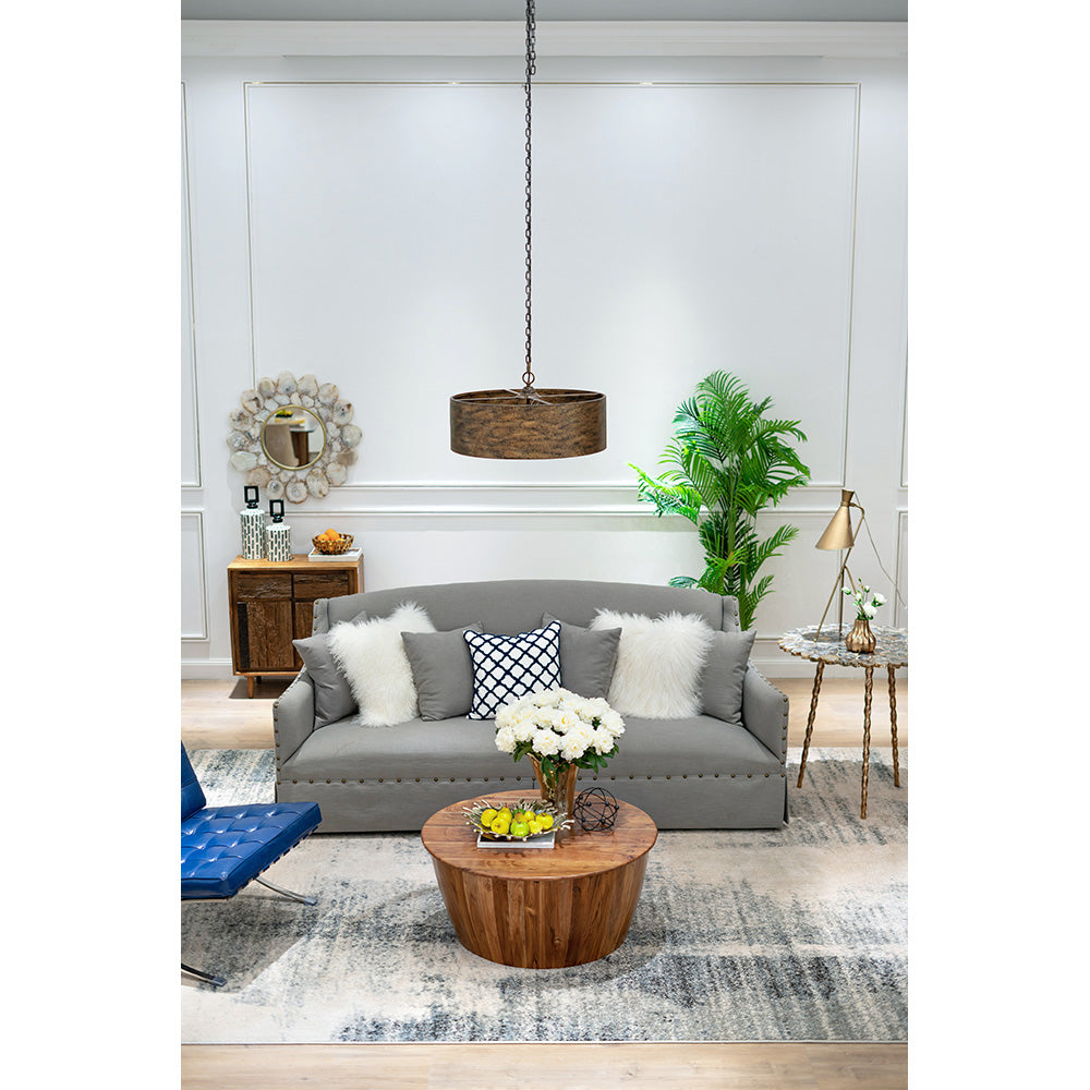 A&B Home Drum Coffee Table With Tray Style Top