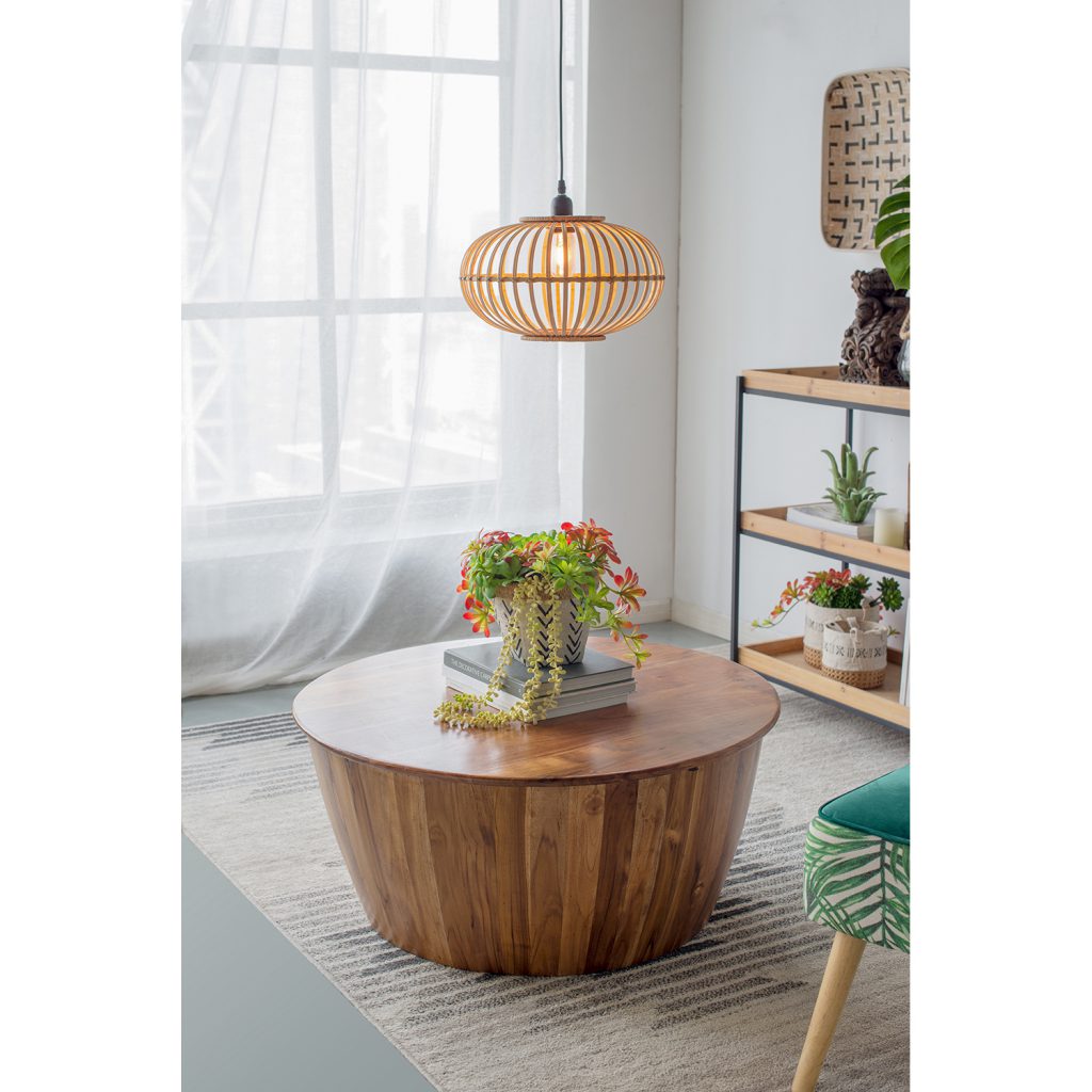 A&B Home Drum Coffee Table With Tray Style Top