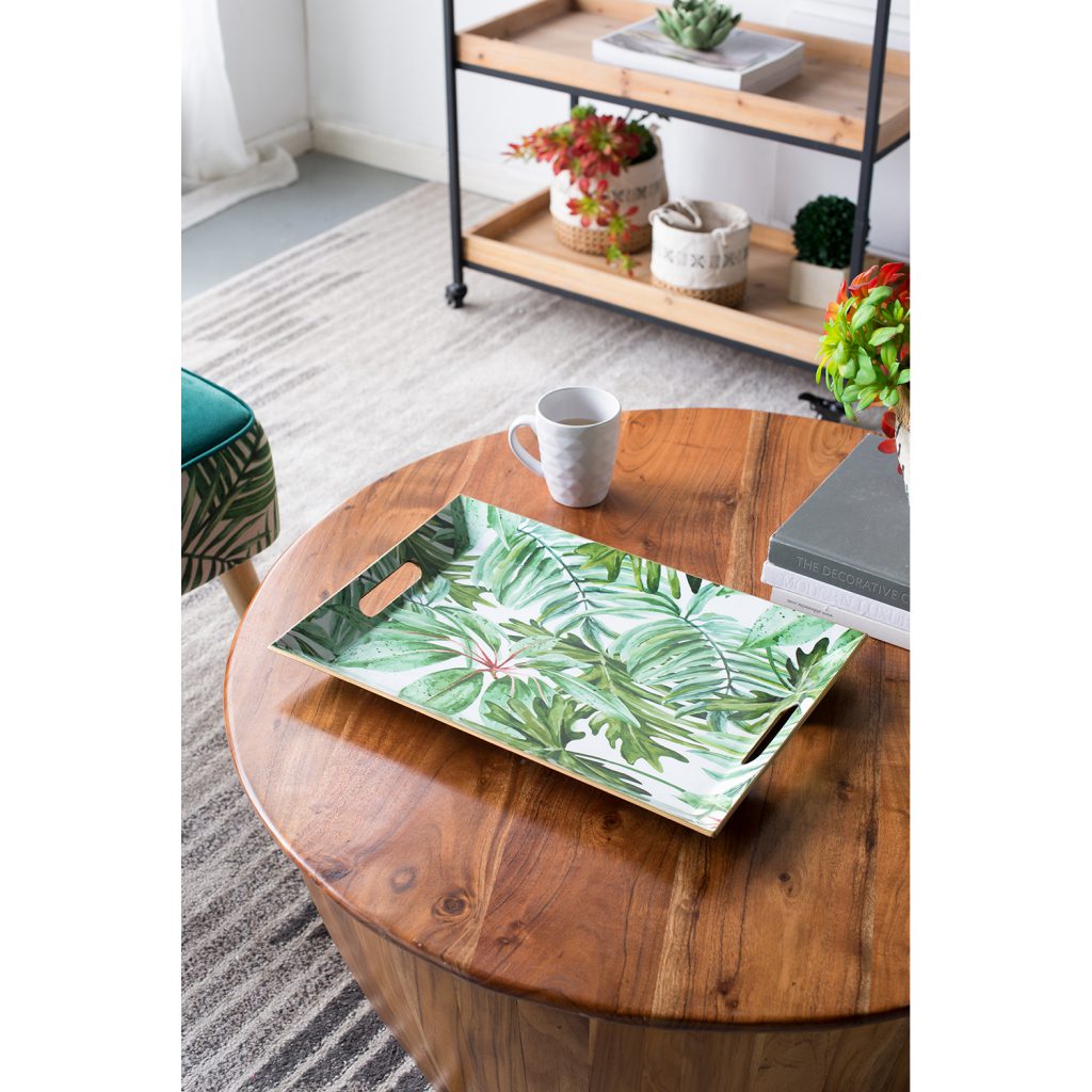 A&B Home Drum Coffee Table With Tray Style Top