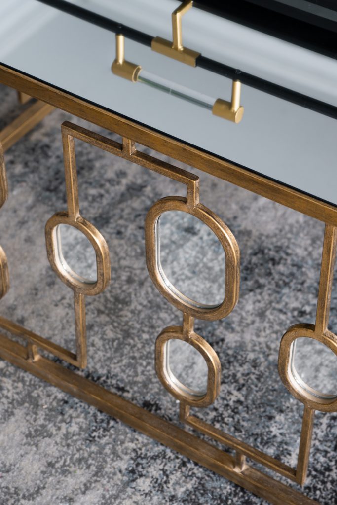 A&B Home Metal Coffee Table With Mirror