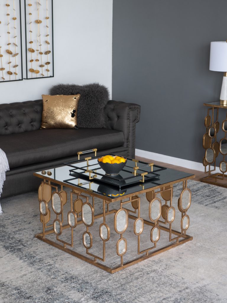 A&B Home Metal Coffee Table With Mirror