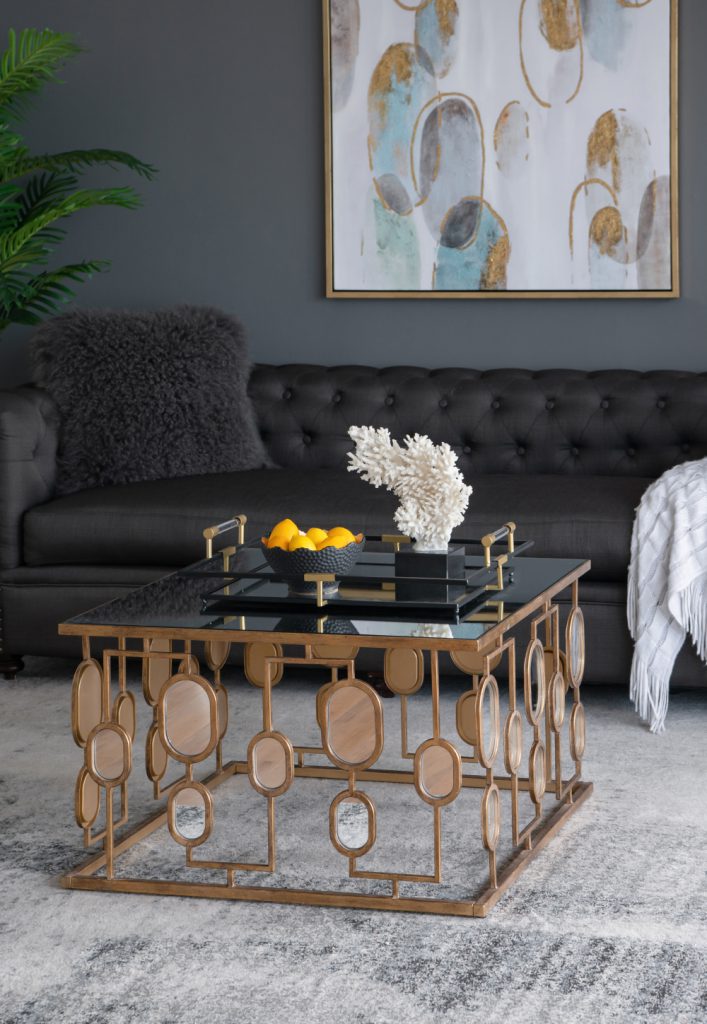 A&B Home Metal Coffee Table With Mirror