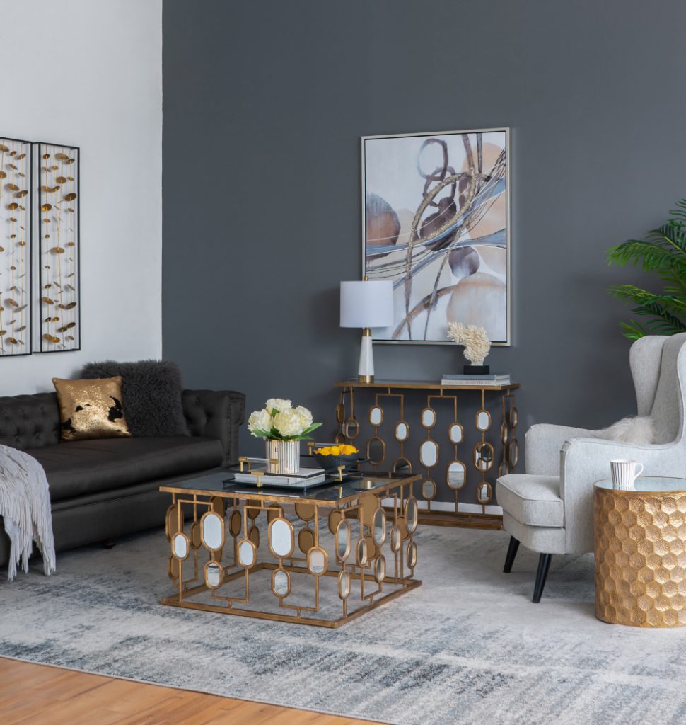 A&B Home Metal Coffee Table With Mirror