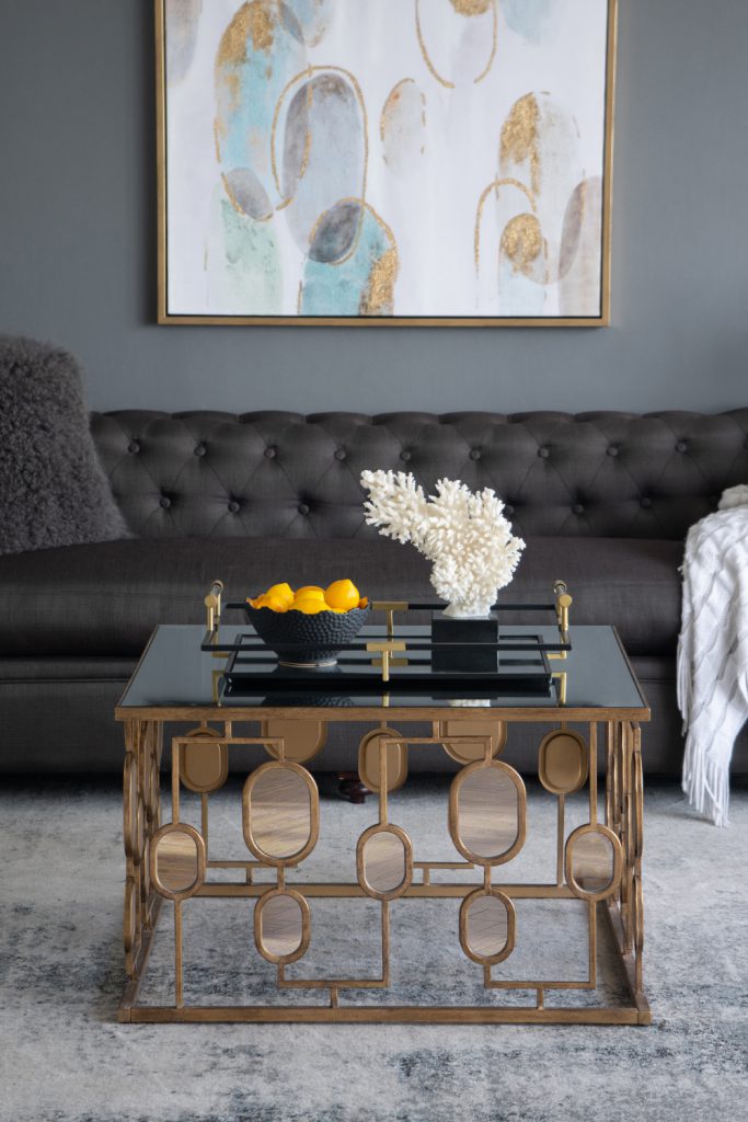 A&B Home Metal Coffee Table With Mirror