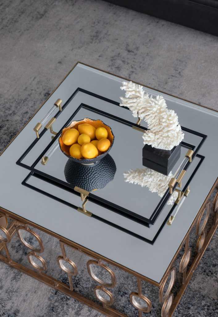 A&B Home Metal Coffee Table With Mirror