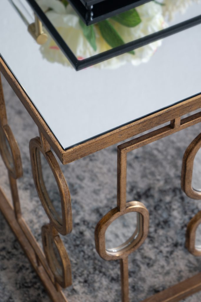 A&B Home Metal Coffee Table With Mirror