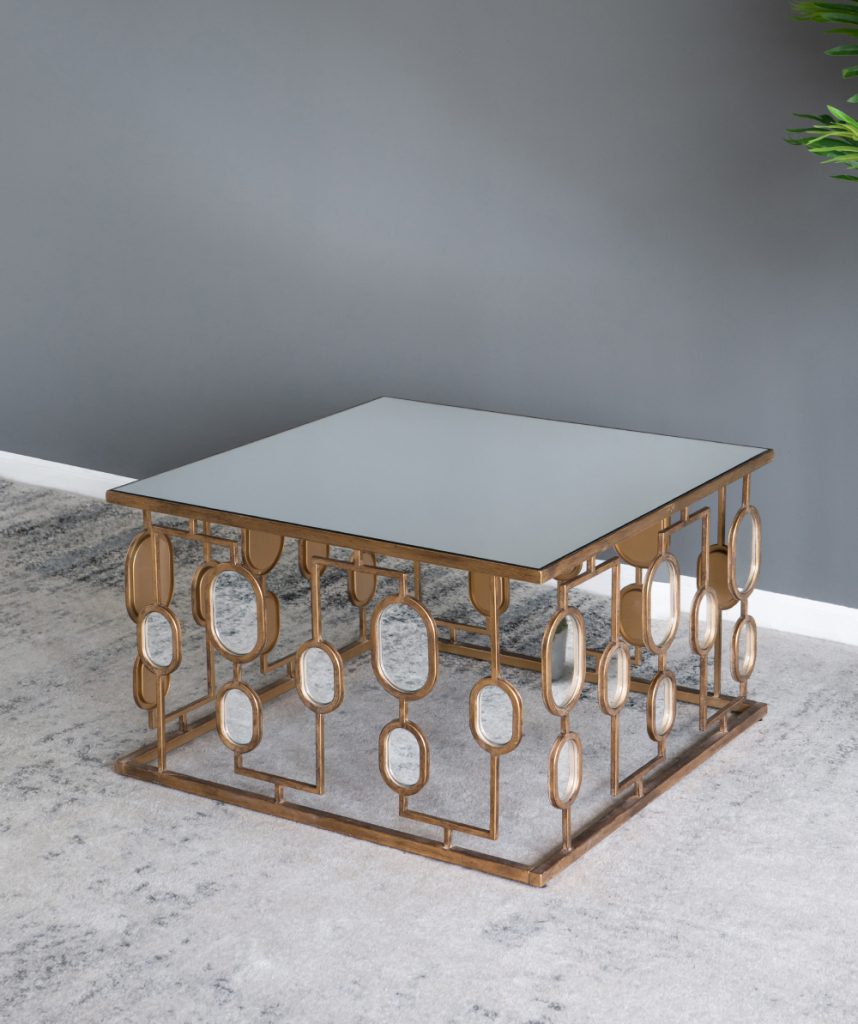 A&B Home Metal Coffee Table With Mirror