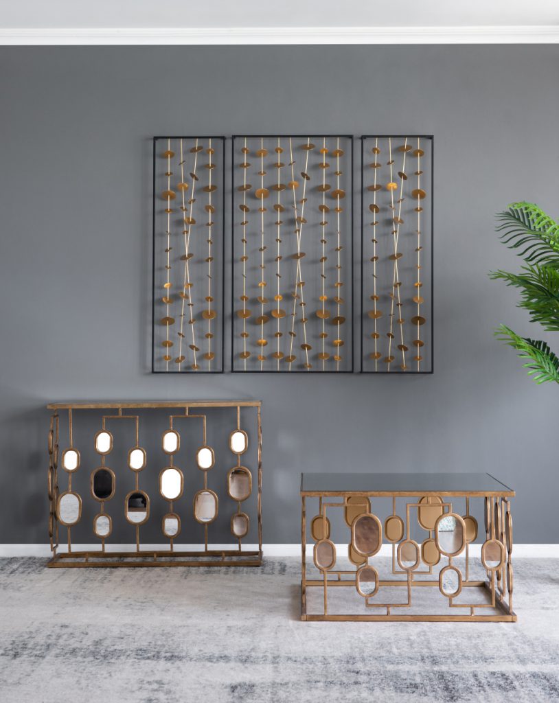 A&B Home Metal Coffee Table With Mirror