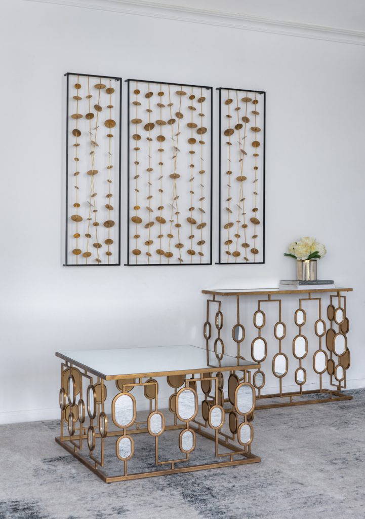 A&B Home Metal Coffee Table With Mirror