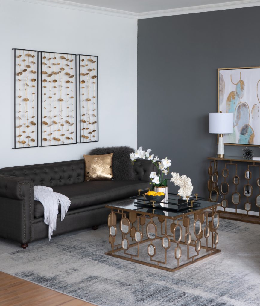 A&B Home Metal Coffee Table With Mirror