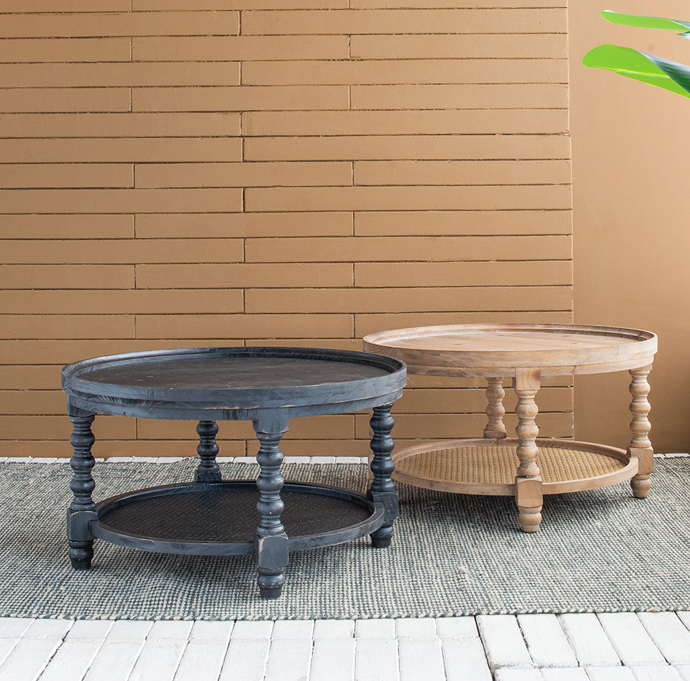 A&B Home Wood Rattan Coffee Table