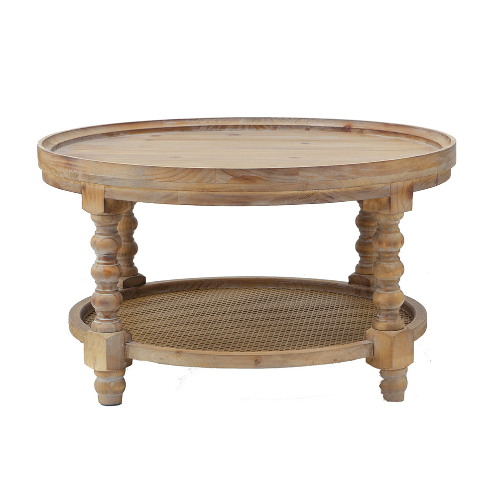 A&B Home Wood Rattan Coffee Table