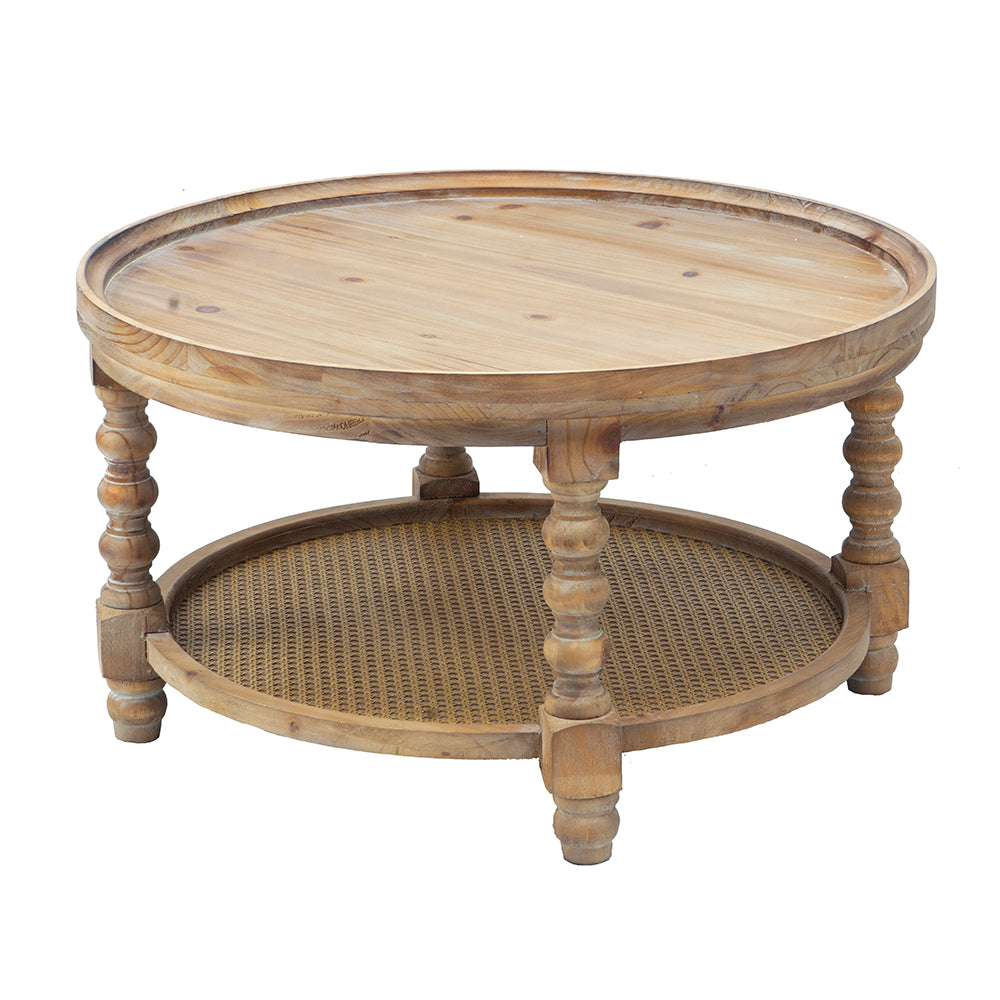 A&B Home Wood Rattan Coffee Table