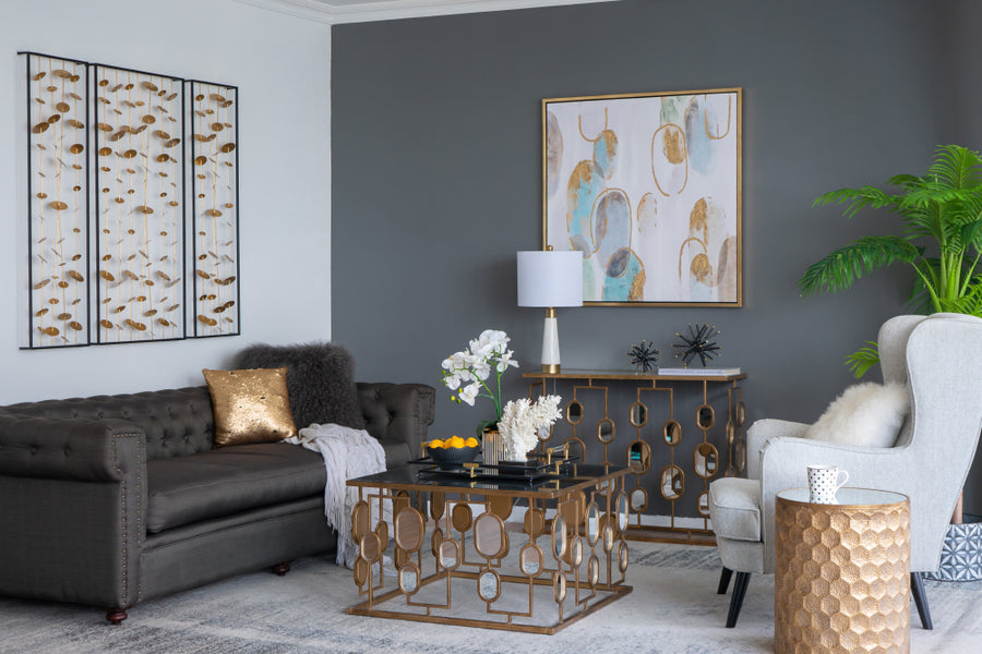 A&B Home Metal Coffee Table With Mirror